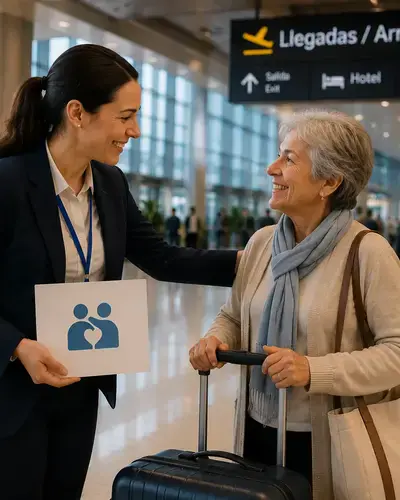 Recepción cálida y organizada en el aeropuerto
